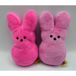 Peeps Plush Bunny Pair Pink Light  6" Stuffed Animals Easter Decor Cute Collecti